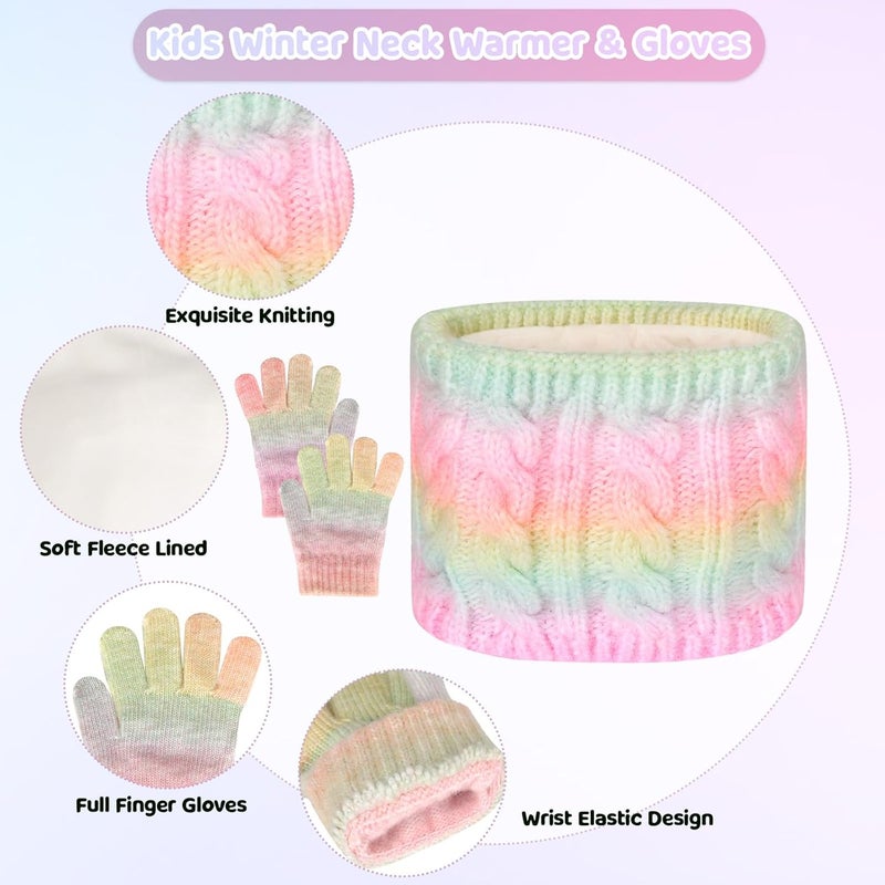 LeeLoon Kids Winter Hat Scarf Gloves Set, Kids Beanie Hat Long Scarf Mittens with Warm Fleece Lining for Boys Girls 3-10 Years Old - Image 3